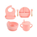 Entwöhnungslätzchen Sterilisierende Tasse Set Kleinkinder Silikon Saugen Beste Platten Futternapf und Löffel für Baby